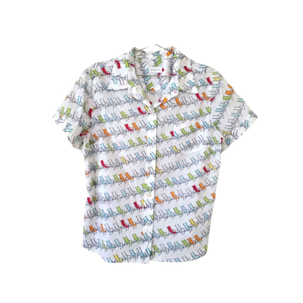 Liz Claiborne Beach chairs 100%cotton Women's button-up top Size XL